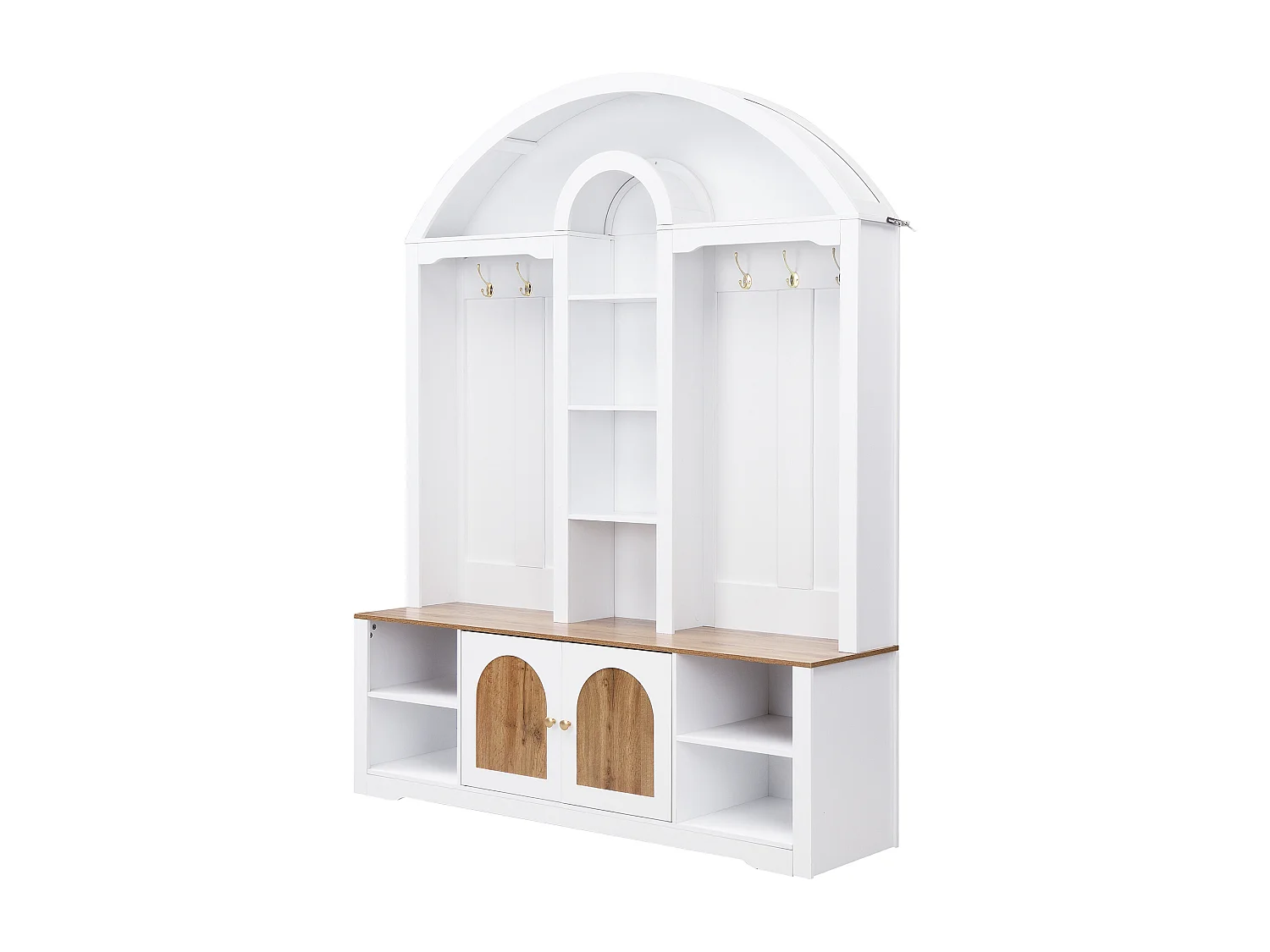 Vestiaire avec LED , chaussures, étagères et crochets - Bois en MDF - Noir et bois