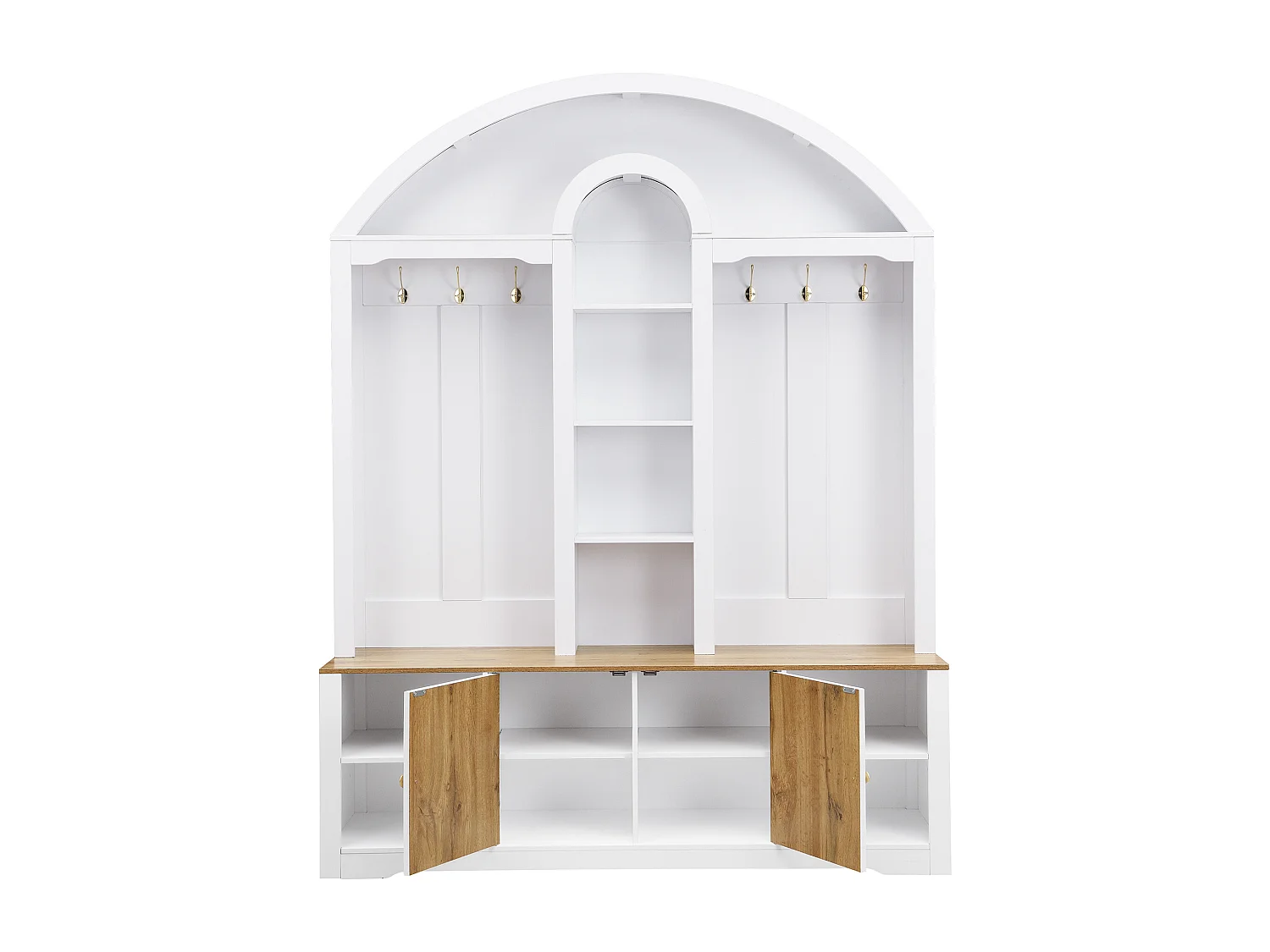 Vestiaire avec LED , chaussures, étagères et crochets - Bois en MDF - Noir et bois