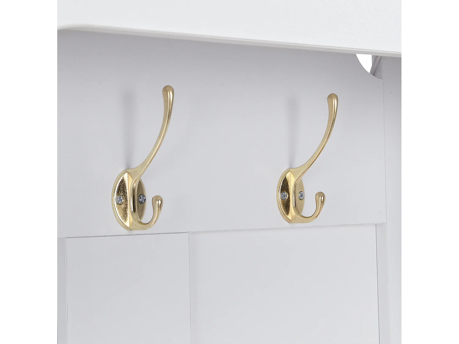 Vestiaire avec LED , chaussures, étagères et crochets - Bois en MDF - Noir et bois