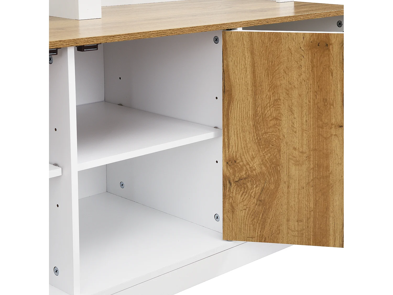 Vestiaire avec LED , chaussures, étagères et crochets - Bois en MDF - Noir et bois