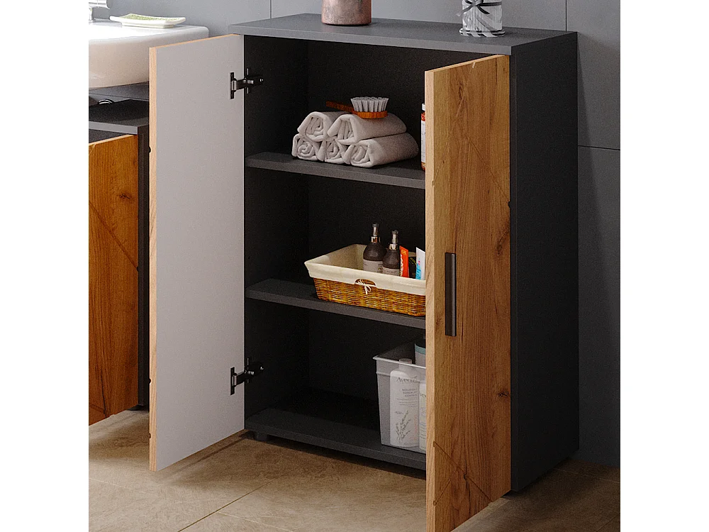 Meubles bain chêne doré/anthracite 60x30x81 irma