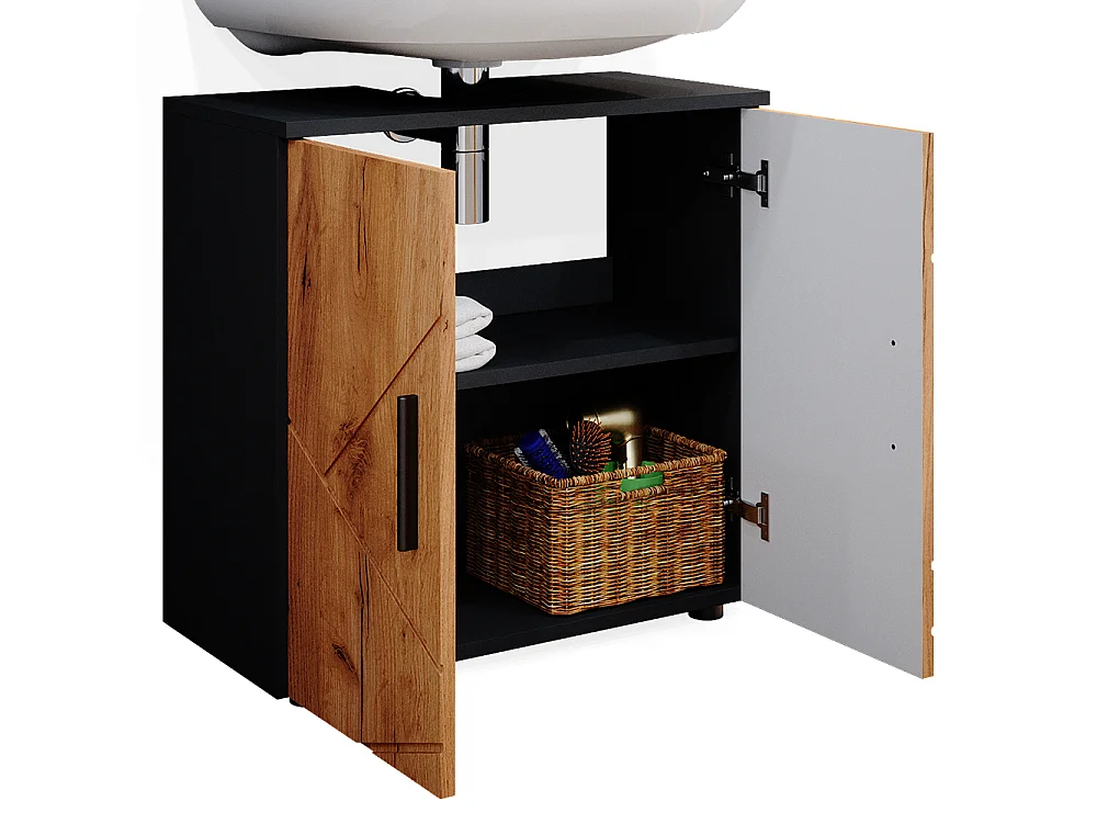 Zestaw mebli łazienkowych złoty dąb power/antracyt 60x30x81 irma