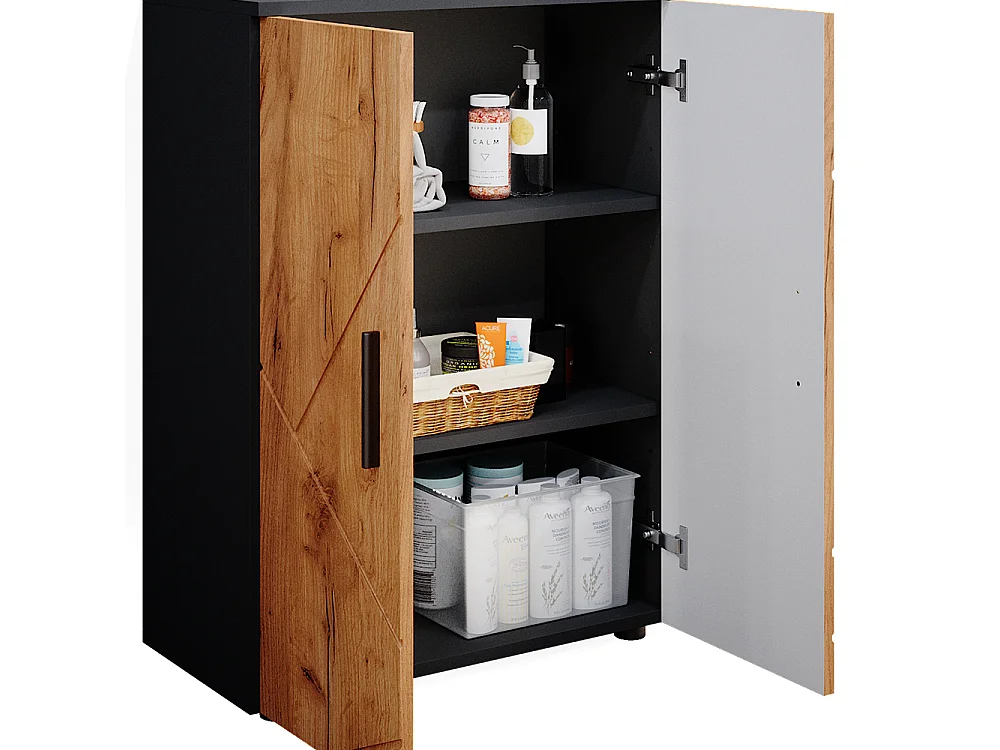 Zestaw mebli łazienkowych złoty dąb power/antracyt 60x30x81 irma