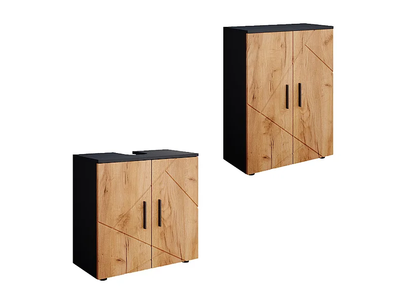 Meubles bain chêne doré/anthracite 60x30x81 irma