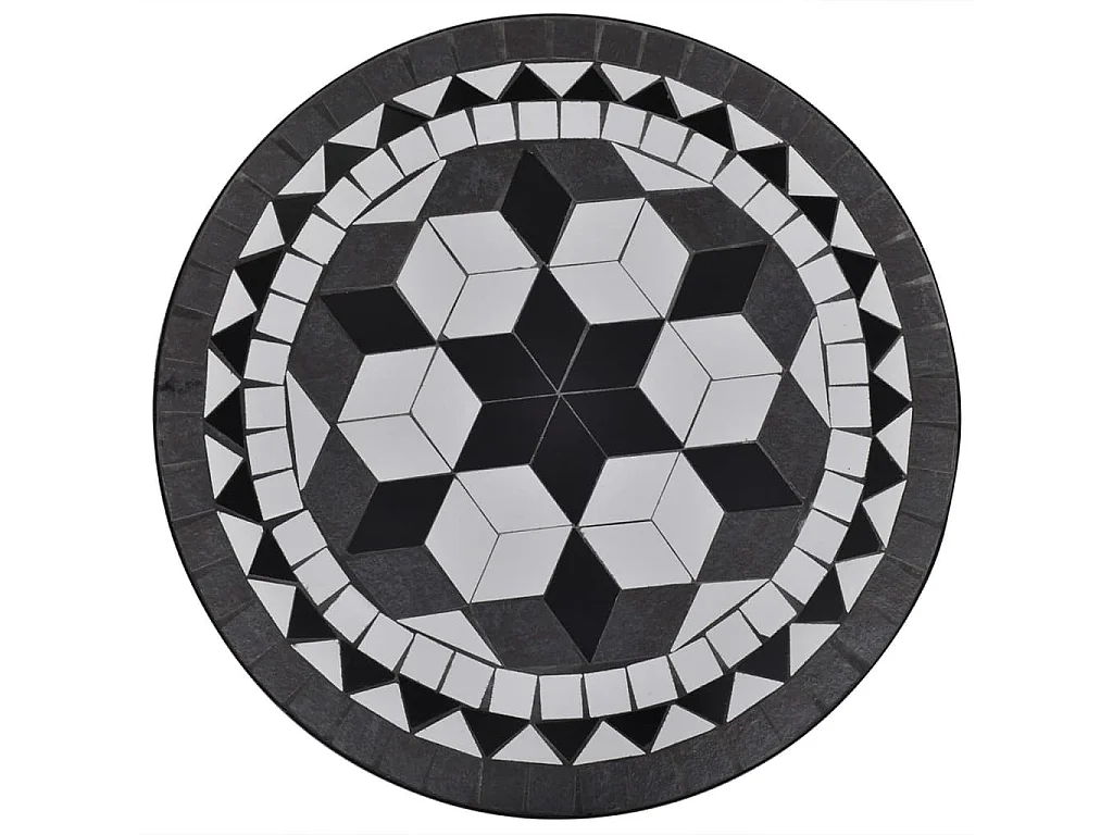 Mobilier de bistro 3 pcs Carreaux céramiques Noir et blanc
