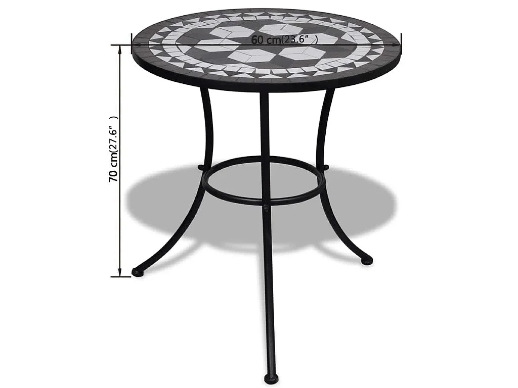 Mobilier de bistro 3 pcs Carreaux céramiques Noir et blanc