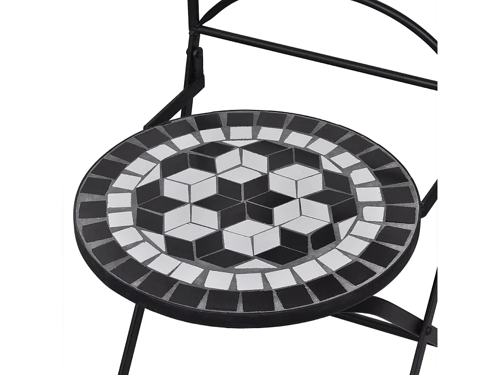 Mobilier de bistro 3 pcs Carreaux céramiques Noir et blanc