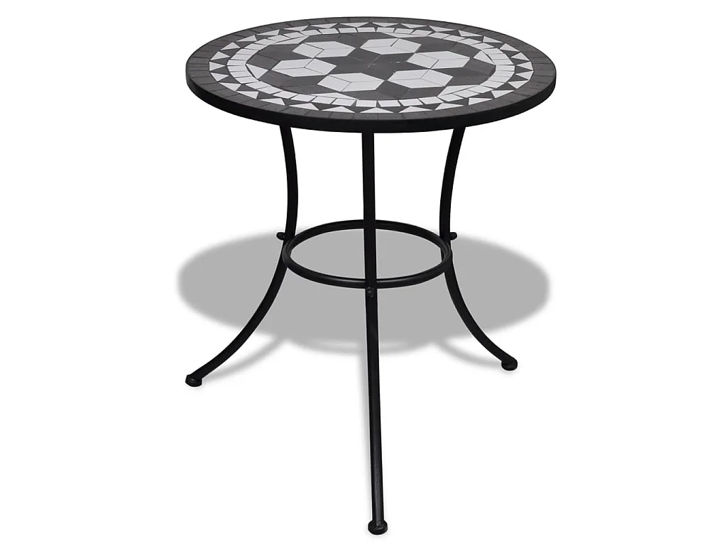 Mobilier de bistro 3 pcs Carreaux céramiques Noir et blanc