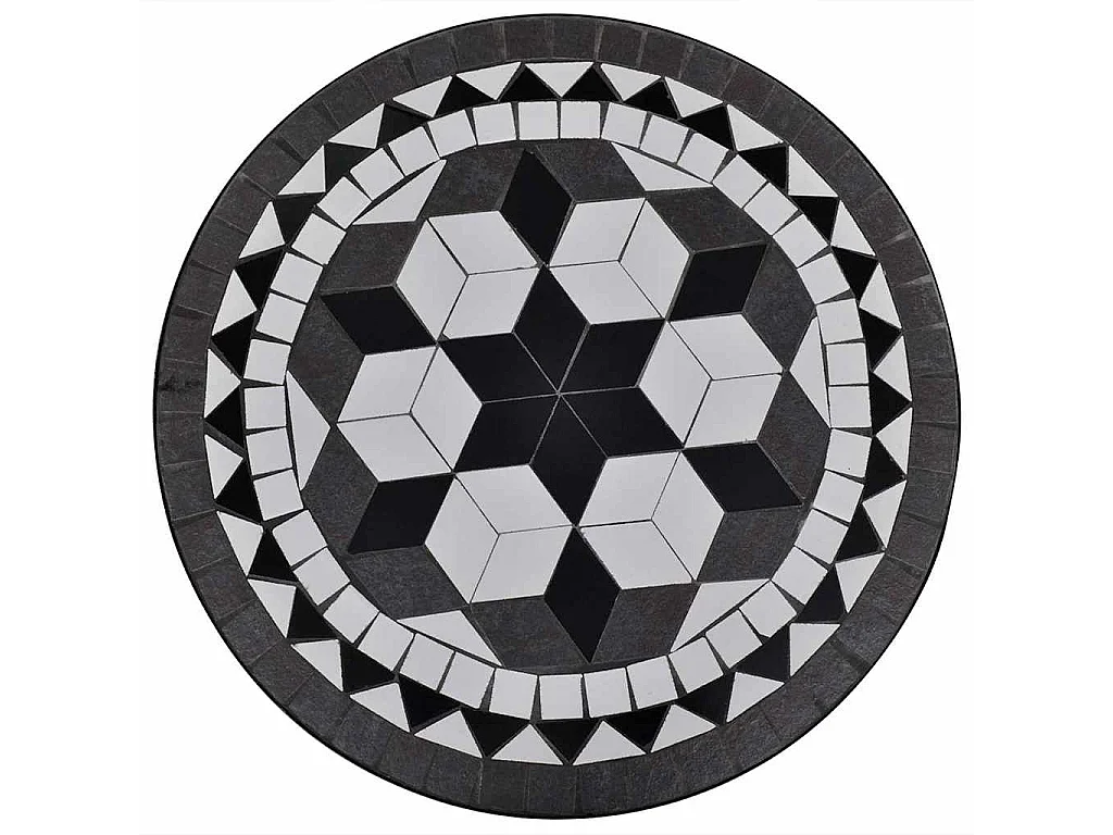 Mobilier de bistro 3 pcs Carreaux céramiques Noir et blanc
