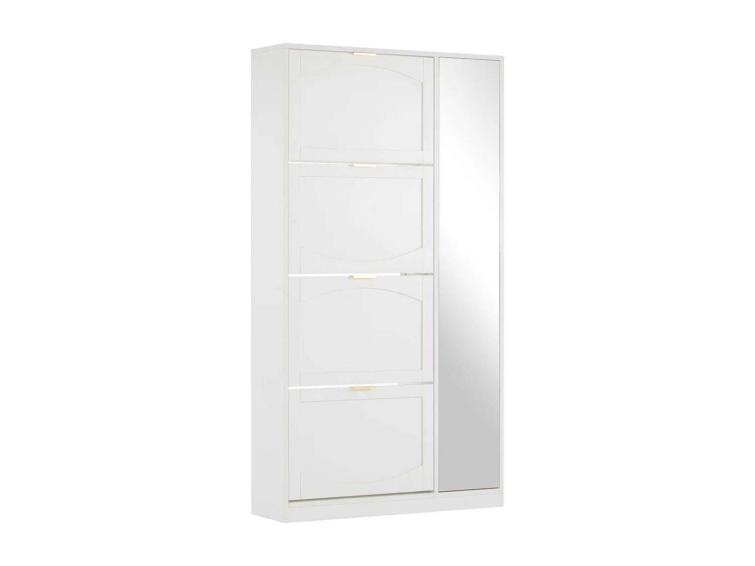 Meuble à chaussures avec miroir et 5 portes - Blanc 80x24x147 cm