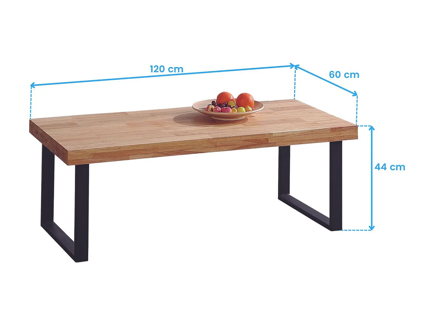 Mesa centro Fabrik roble/negro Estilo Industrial Salón moderno