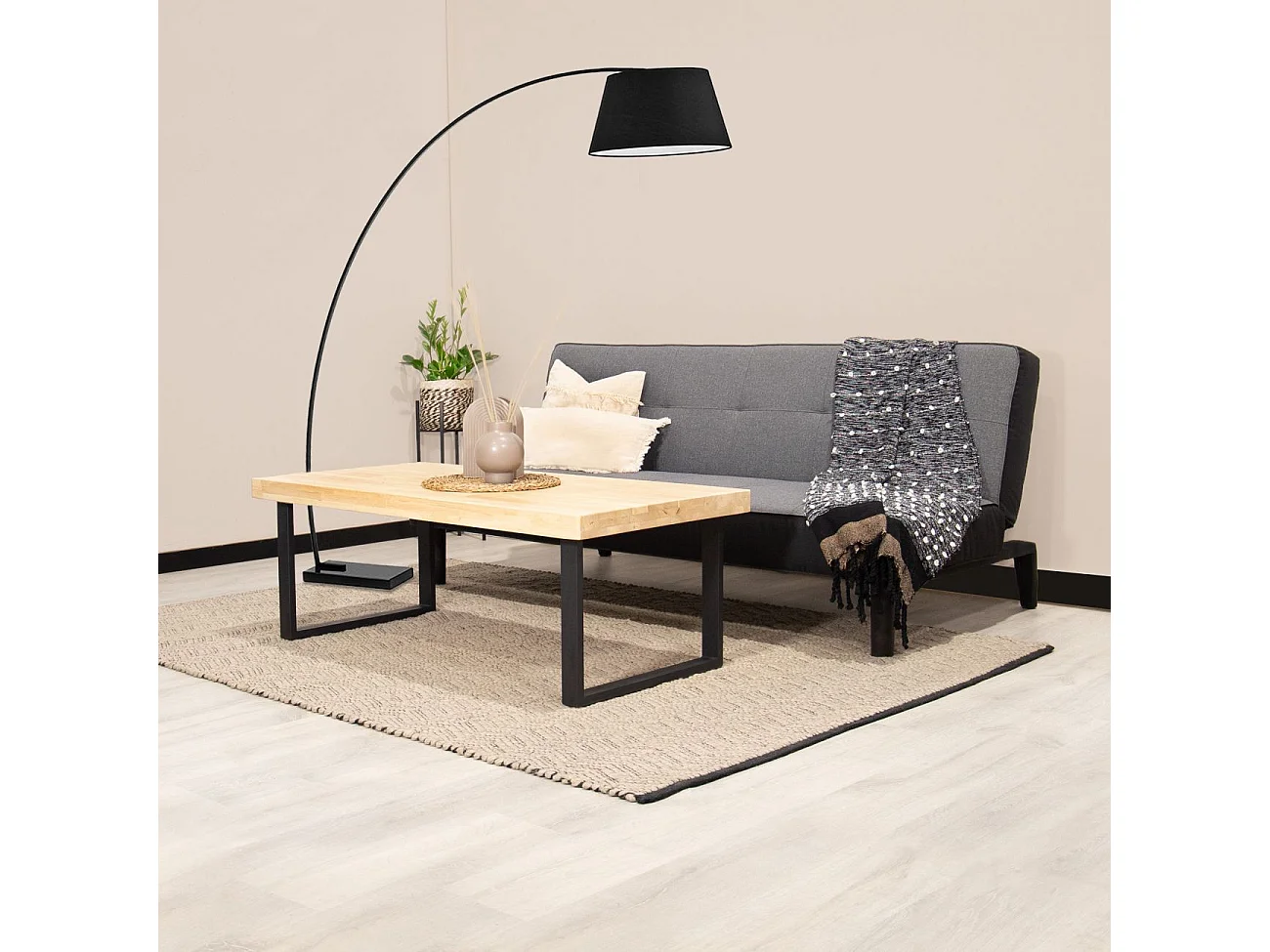 Mesa de centro Natural Roble salvaje - Negro