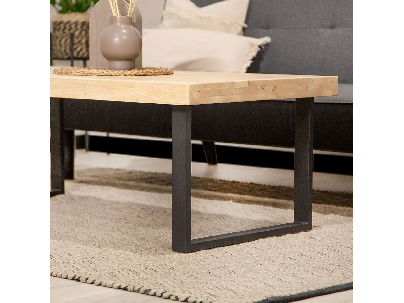 Mesa de centro Natural Roble salvaje - Negro
