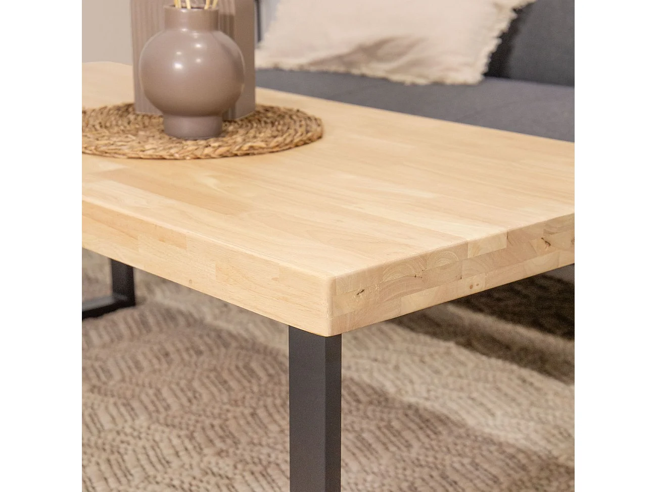 Mesa de centro Natural Roble salvaje - Negro