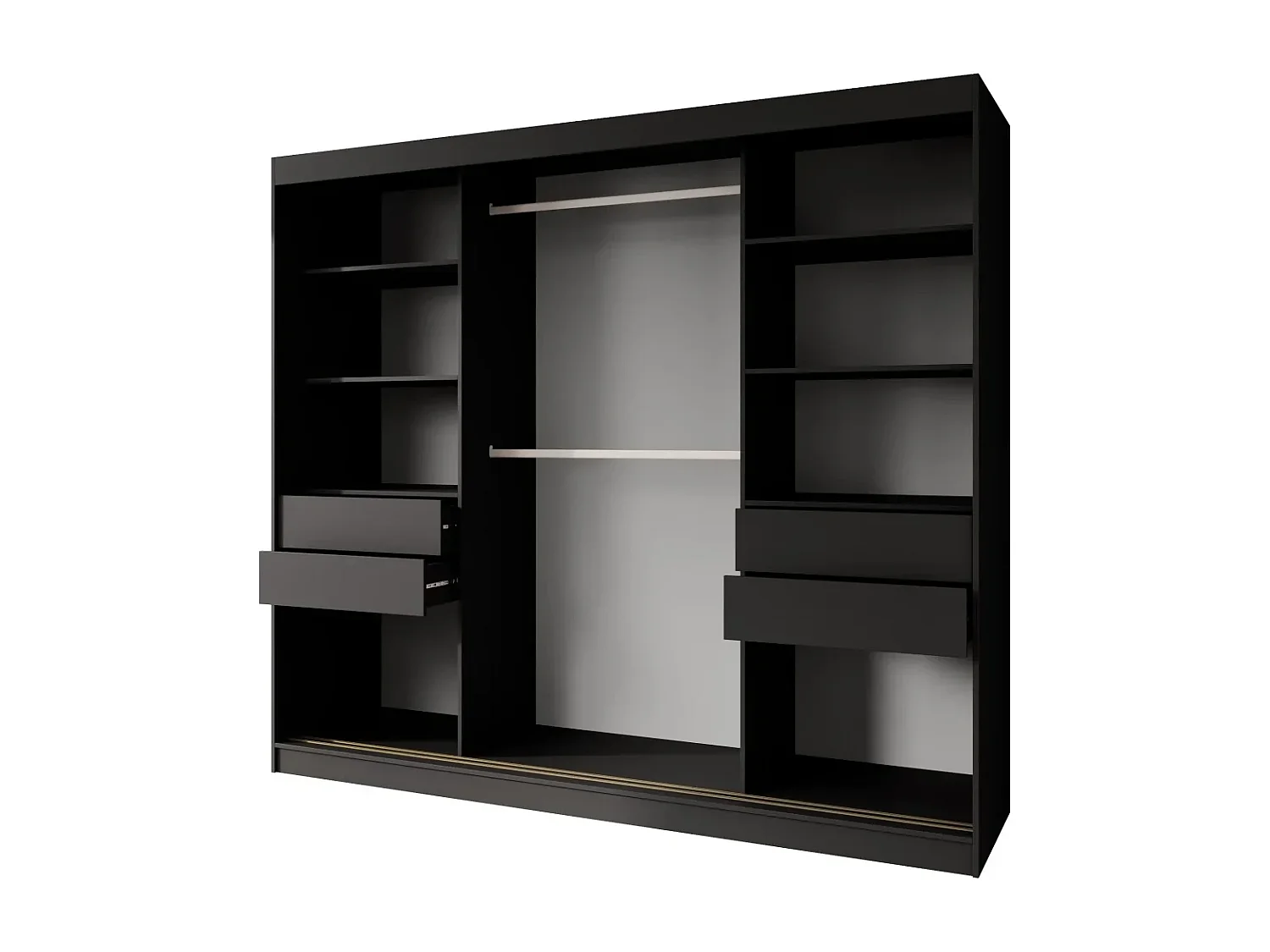 SCHUIFDEURKAST Marika Lux, 3-DEURS, met Lades, Zwart+Goud, 240 cm