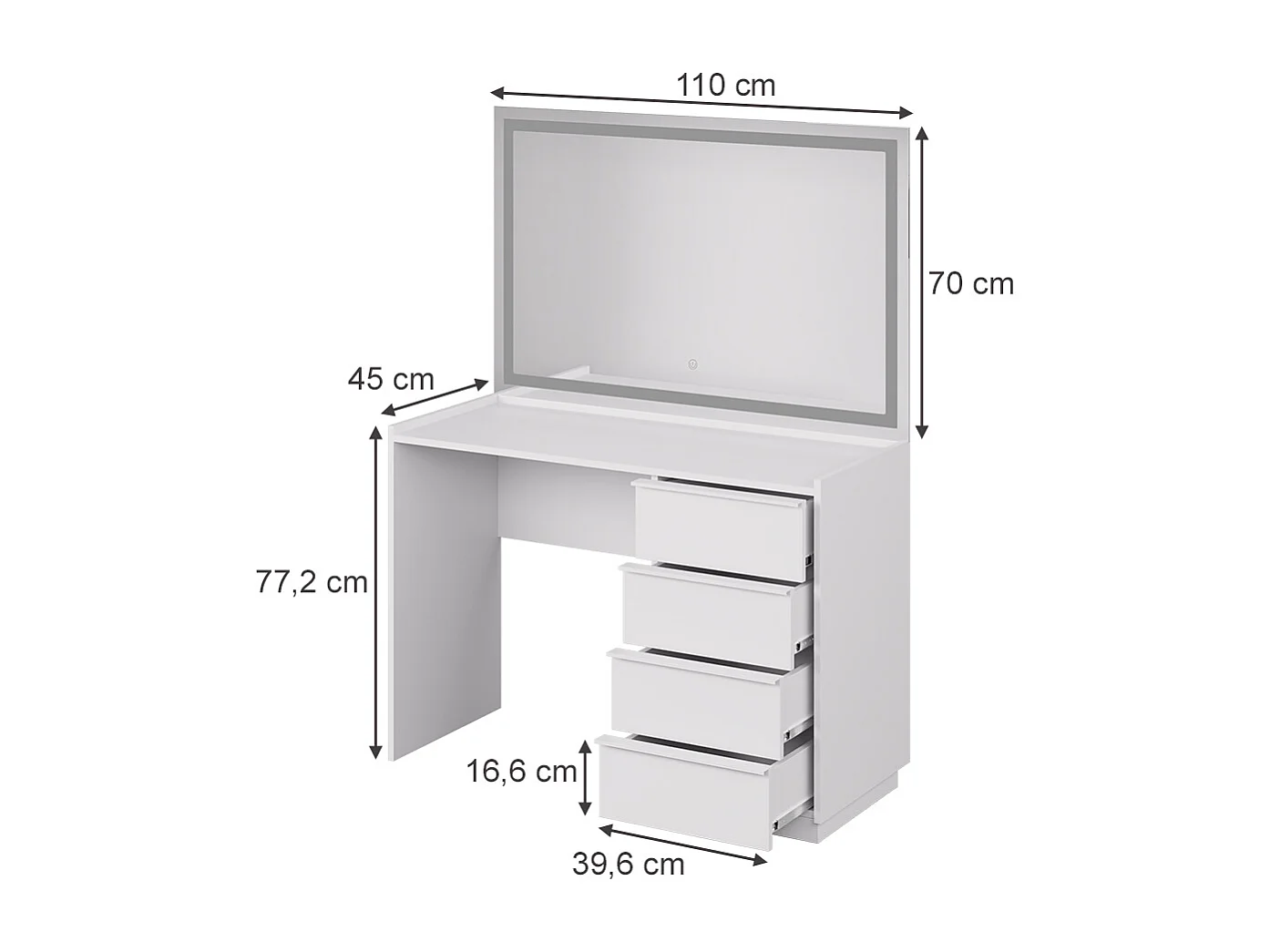 Vanity table white 110x45x77.2 viktoria