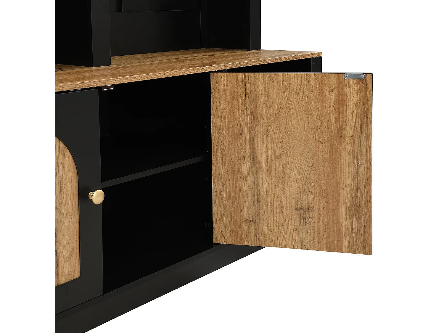 Kledingkast met ledverlichting, schoenenopbergruimte, planken en haken - MDF-hout - Wit en hout