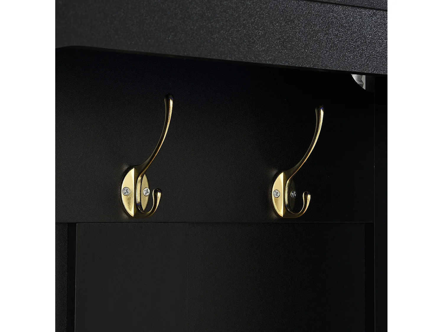 Kledingkast met ledverlichting, schoenenopbergruimte, planken en haken - MDF-hout - Wit en hout