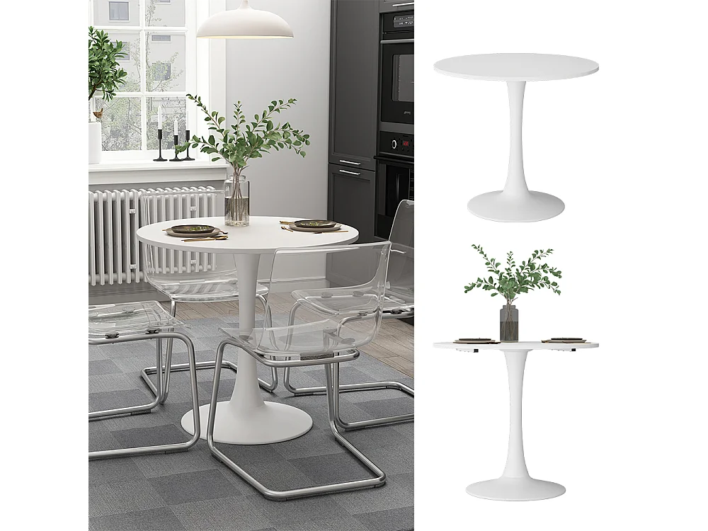 Table de salle à manger blanc 80x80x74 carl