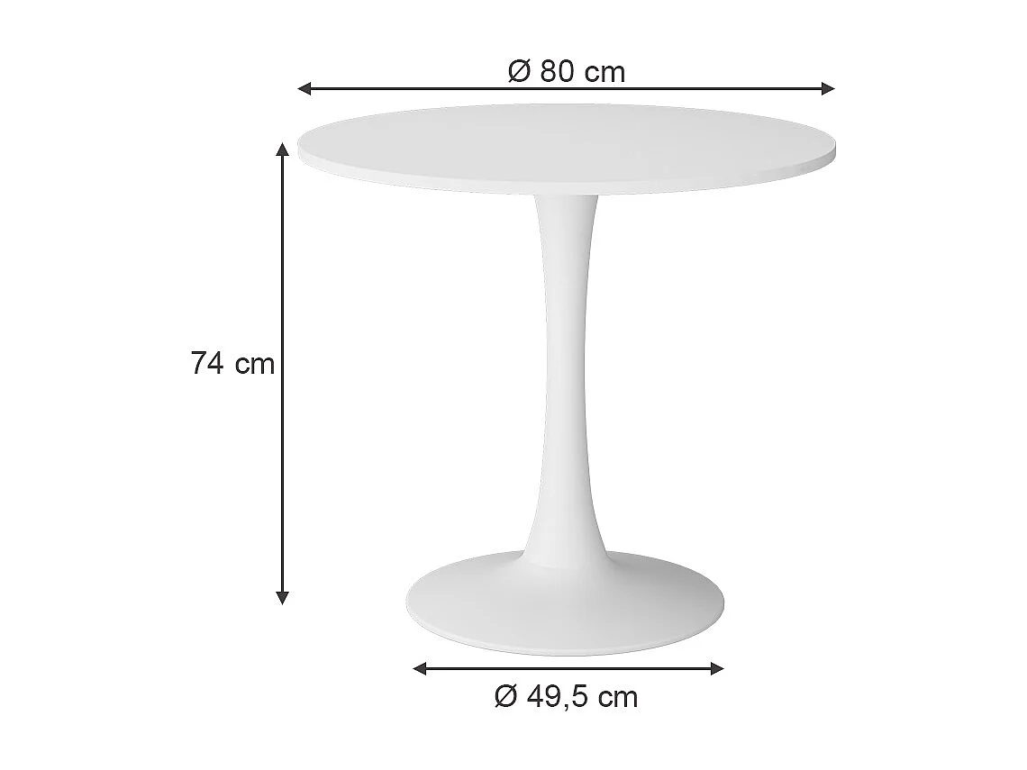 Table de salle à manger blanc 80x80x74 carl