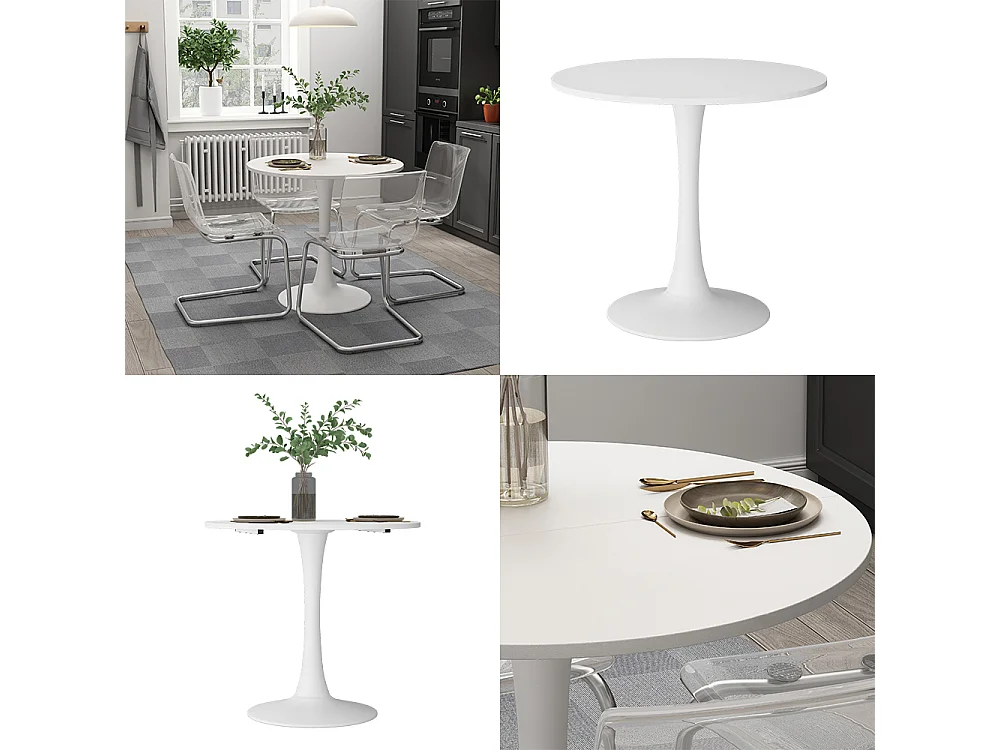 Table de salle à manger blanc 80x80x74 carl