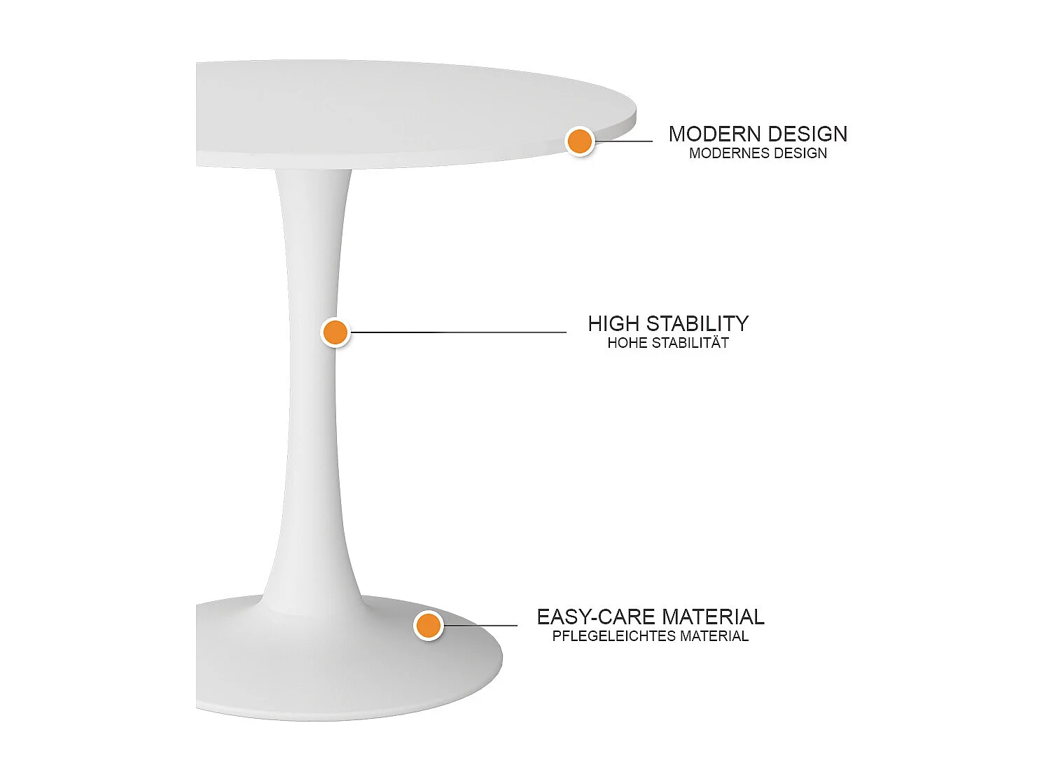 Table de salle à manger blanc 80x80x74 carl
