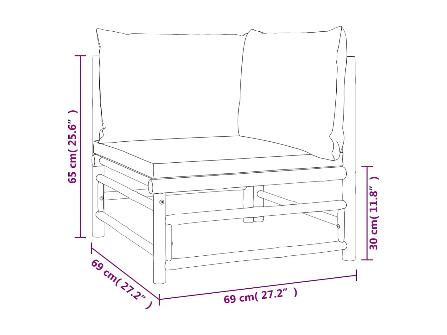 4 pcs conjunto lounge de jardim bambu c/ almofadões verdes