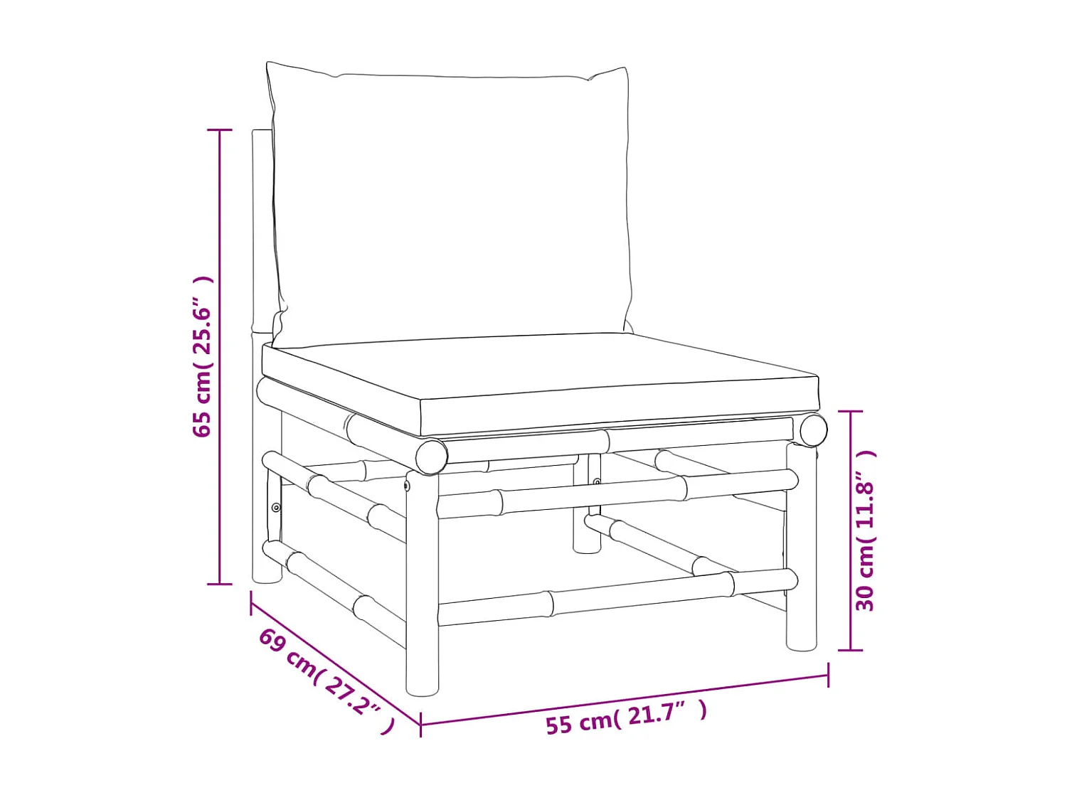 Set Salotto da Giardino 4pz con Cuscini Verdi Bambù