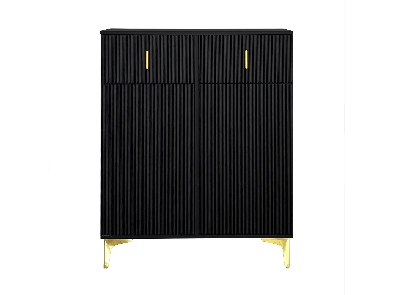 Meuble à chaussures avec 2 portes et 2 tiroirs - Panneaux texturés - Noir