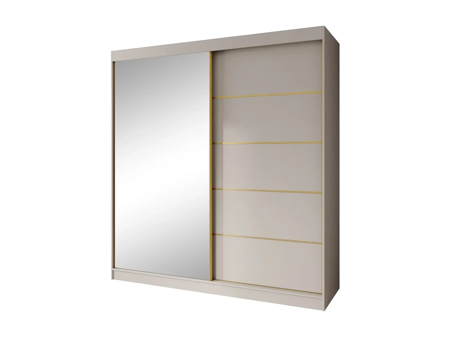 ARMOIRE À PORTES COULISSANTES Marika Lux, 2 PORTES, avec Tiroirs, Cachemire+Or, 200 cm