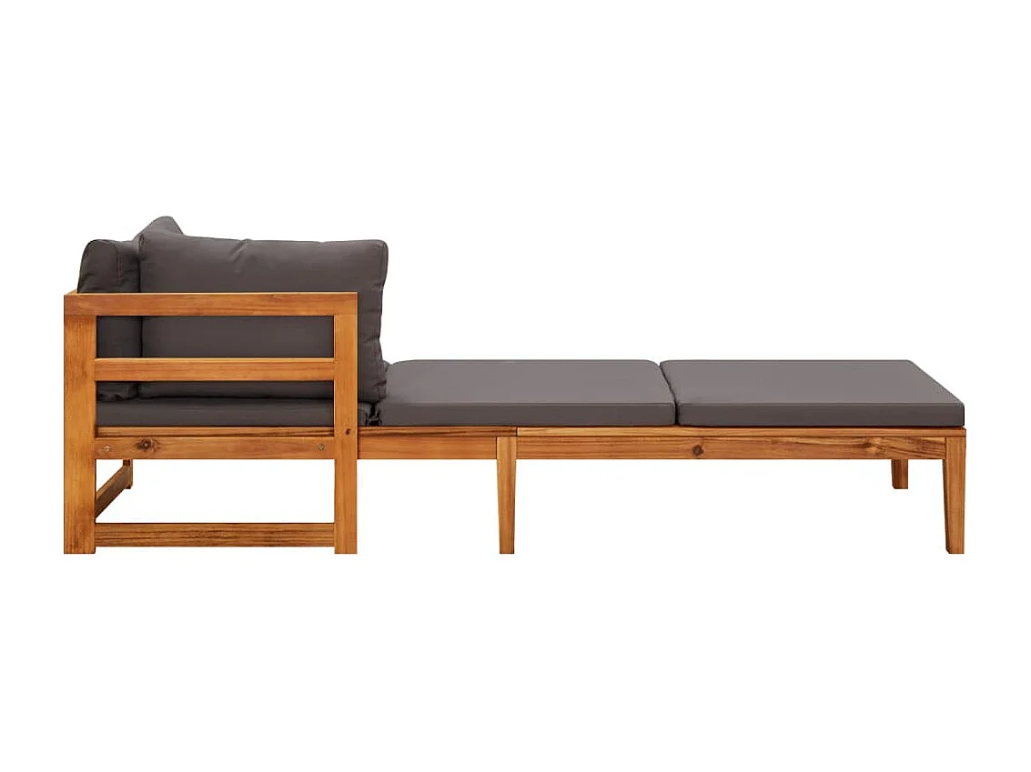 Chaises longues coussins gris foncé lot de 2 Bois acacia solide