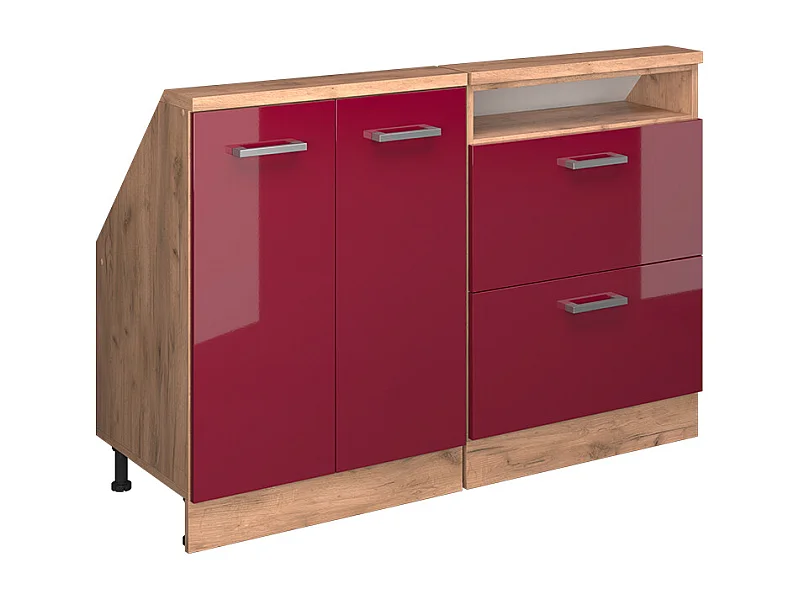 Ensembles de meuble de rangement sous pente rouge brillant/chêne doré 120x46x81.6 rion