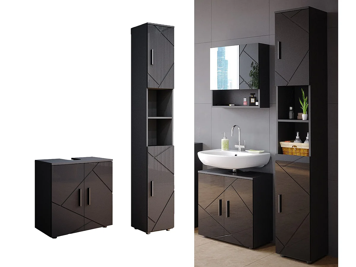 Meubles bain anthracite haute brillance 30x30x192 irma