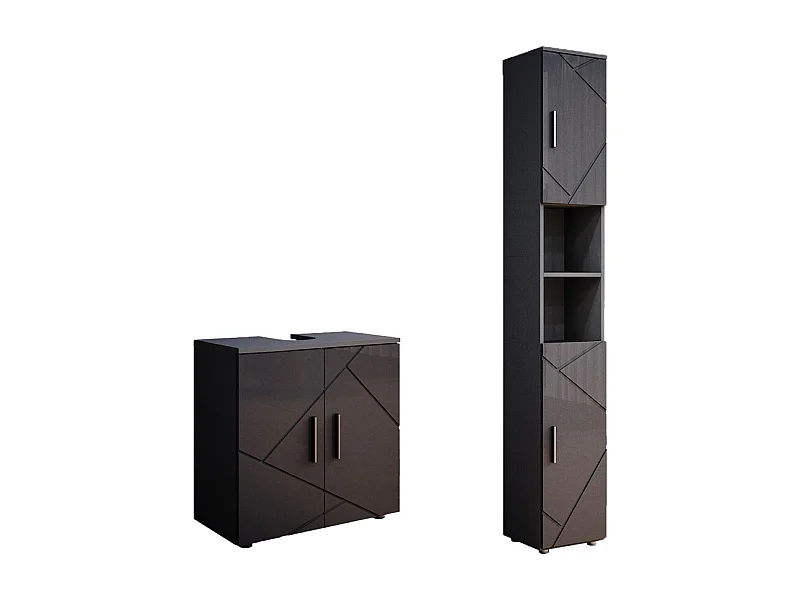 Set di mobili da bagno antracite lucido 30x30x192 irma