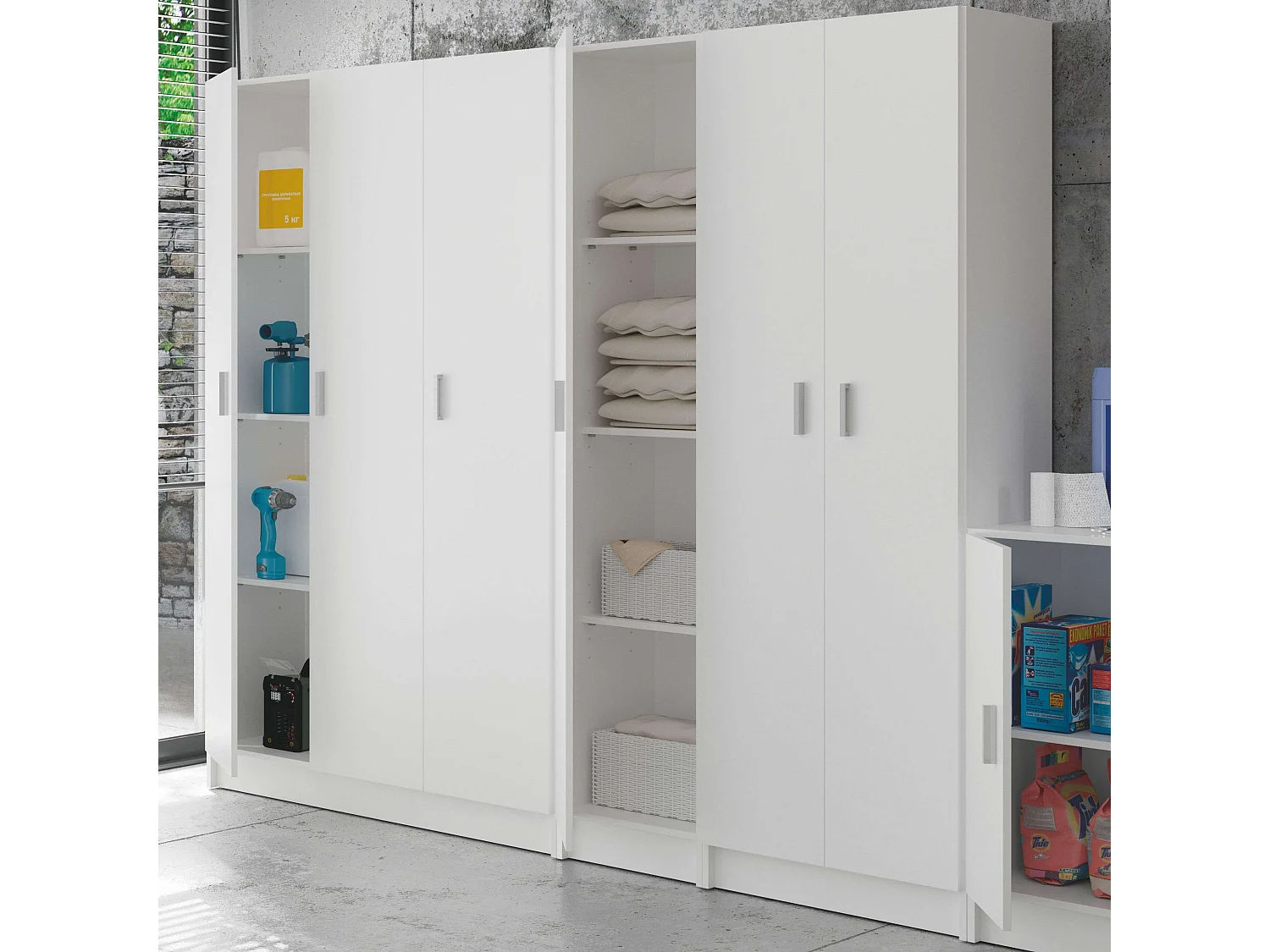 Armario Auxiliar Baño Multiuso 1 puerta abatible Blanco Mate 38x180x38 cm