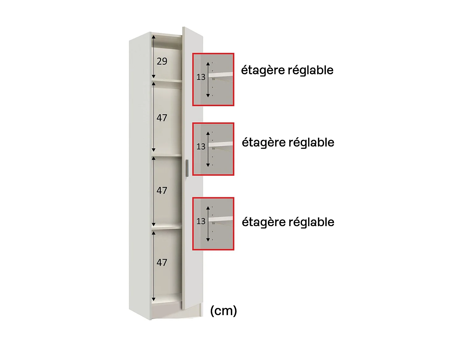 Säule 1 Tür weiß H180 cm - CÉLIAN