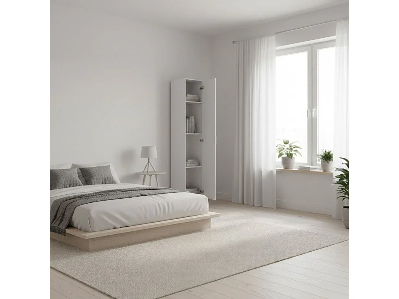 Armario Auxiliar Baño Multiuso 1 puerta abatible Blanco Mate 38x180x38 cm