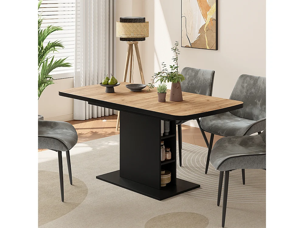 Table de salle à manger chêne doré/noir 120x80x3.6 fenaro