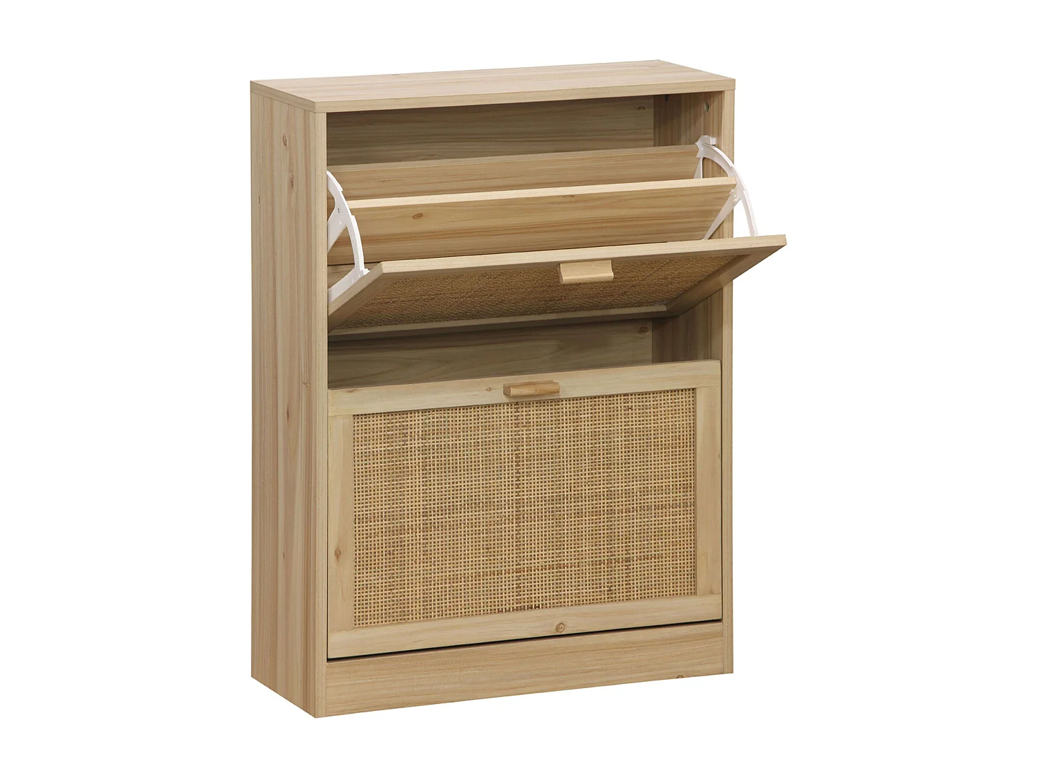 Étagère à chaussures moderne en mélamine et rotin, 60 x 82 x 24 cm