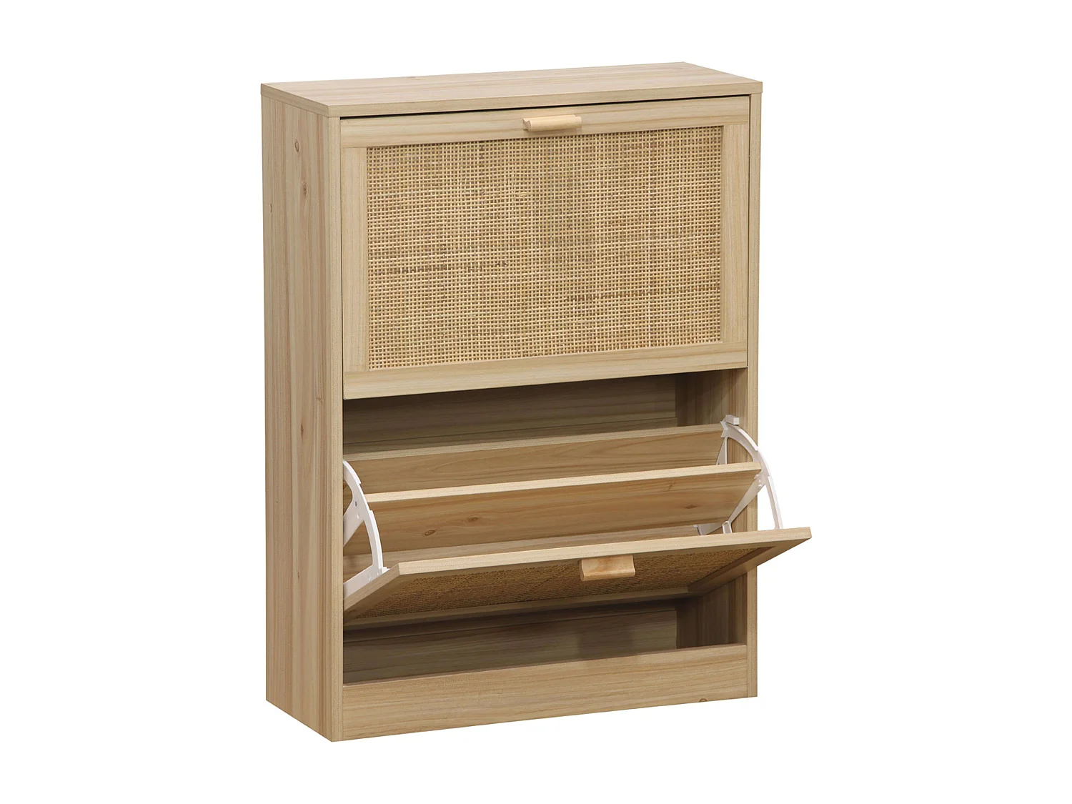 Étagère à chaussures moderne en mélamine et rotin, 60 x 82 x 24 cm