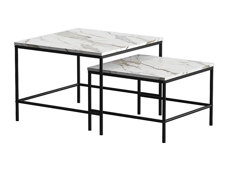 Sofabordssæt hvid/sort 60x60x45 ramio