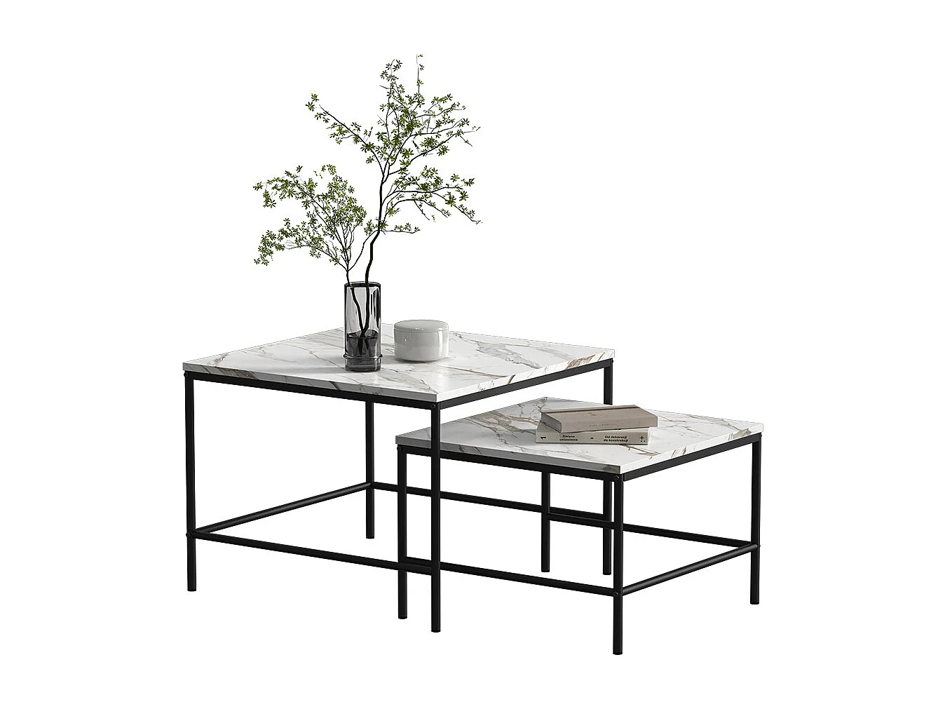 Sofabordssæt hvid/sort 60x60x45 ramio