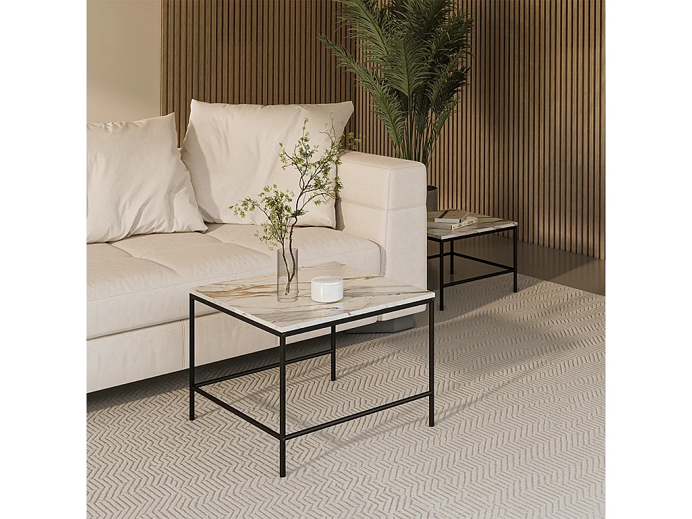 Sofabordssæt hvid/sort 60x60x45 ramio