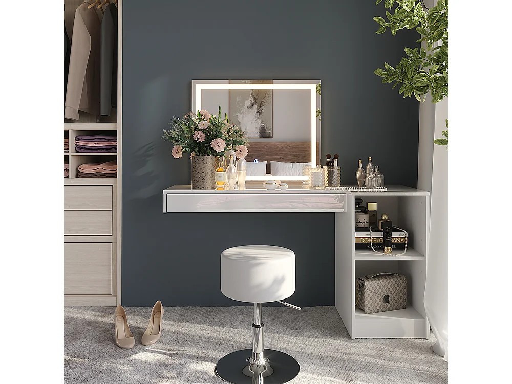 Kaptafel set met kruk wit 100x40.1x12 sherry