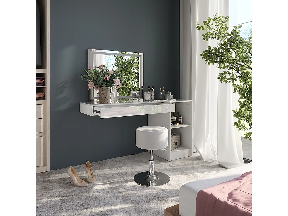 Kaptafel set met kruk wit 100x40.1x12 sherry