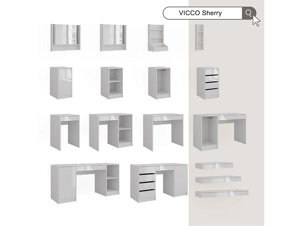 Kaptafel set met kruk wit 100x40.1x12 sherry