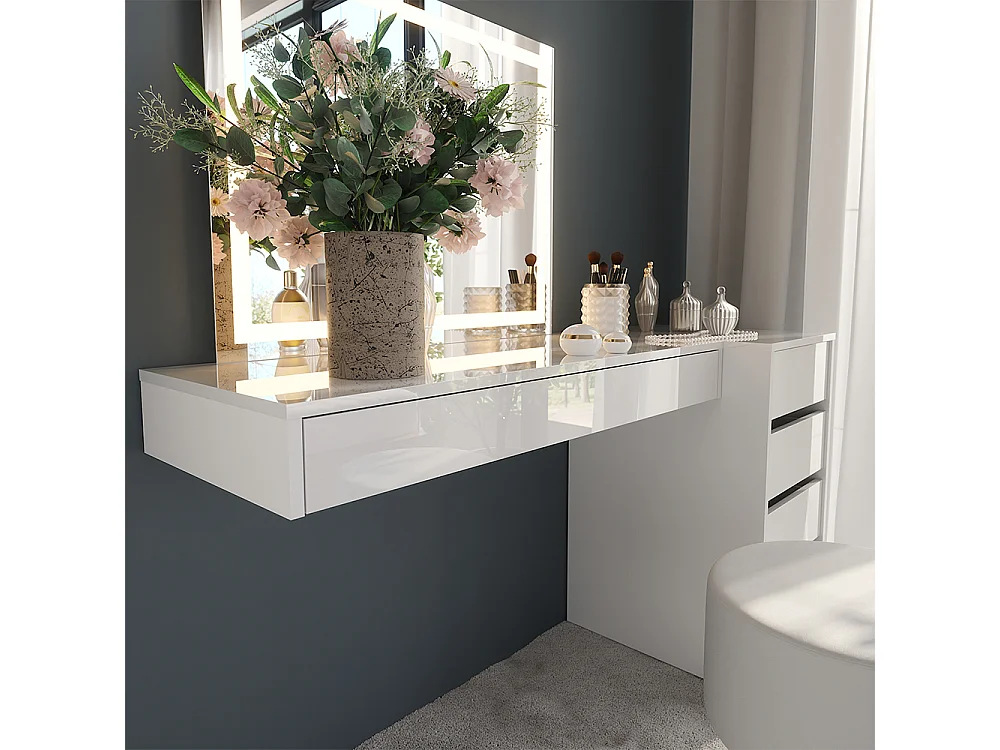 Kaptafel set met kruk wit 100x40.1x12 sherry