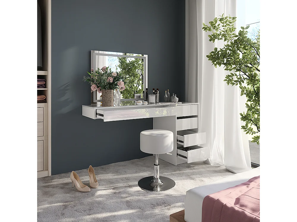 Kaptafel set met kruk wit 100x40.1x12 sherry