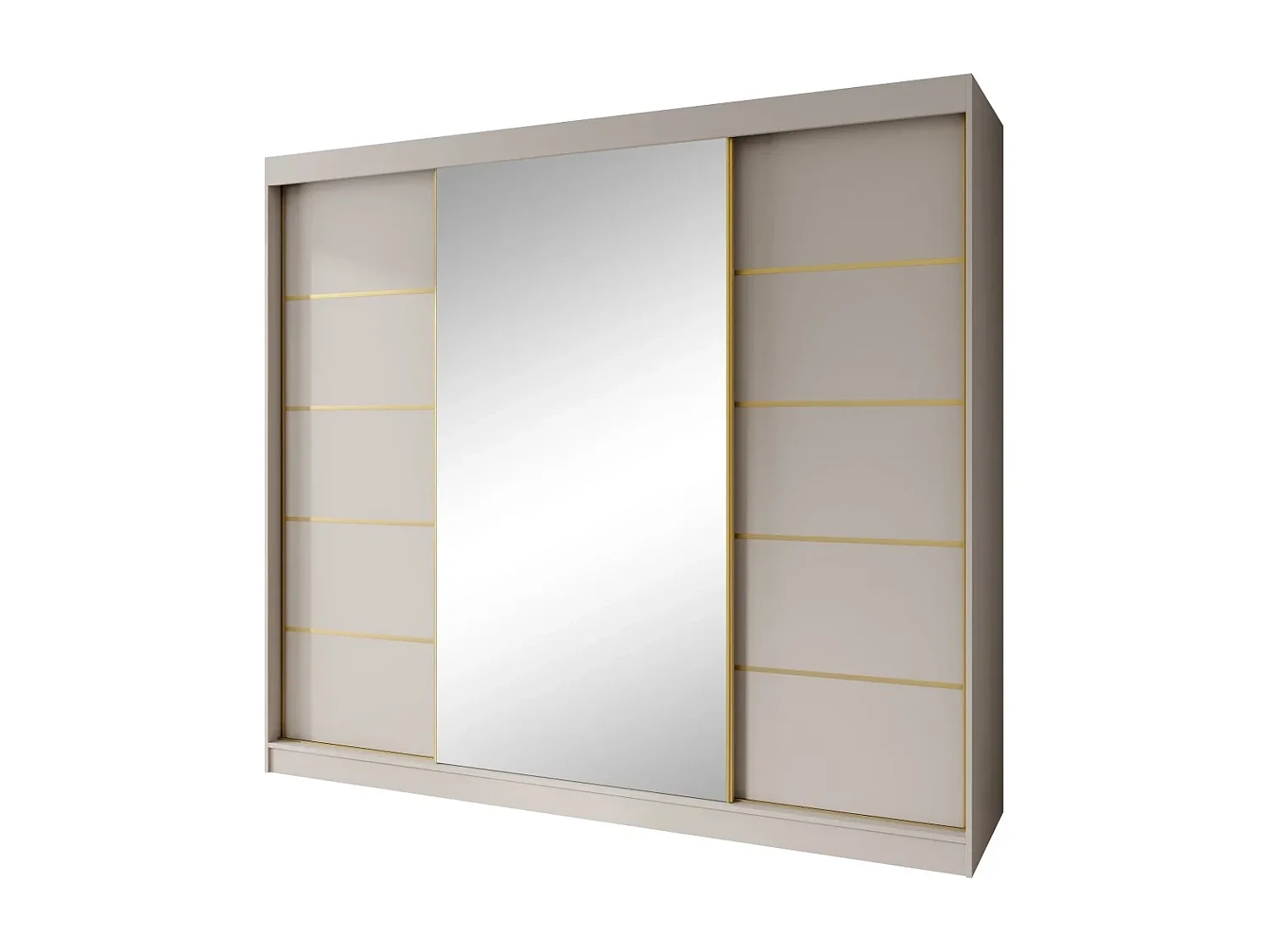 ARMOIRE À PORTES COULISSANTES Marika Lux, 3 PORTES, avec Tiroirs, Cachemire+Or, 240 cm