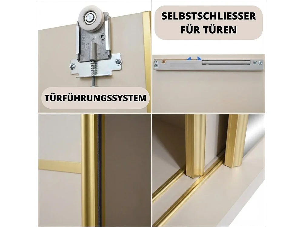 ARMOIRE À PORTES COULISSANTES Marika Lux, 3 PORTES, avec Tiroirs, Cachemire+Or, 240 cm